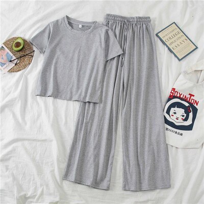 Fanceey 2 Pieces Women Pajama Cotton Sleepwear Sets Loose Ni