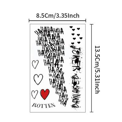 Joker Tattoos 8 Sheets, Halloween Temporary Tattoos for Men,