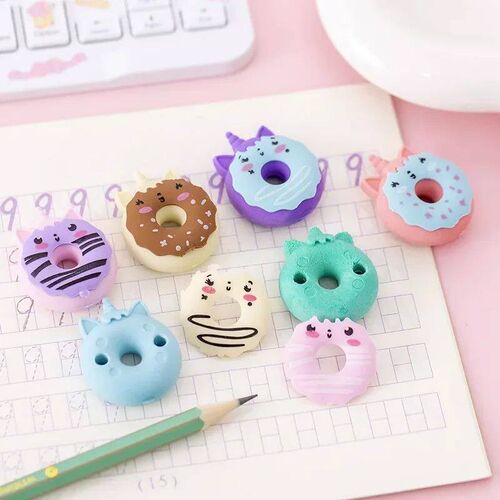 4 Pcs Cute Kawaii Donut Rubber Eraser Creative Pencil Eraser
