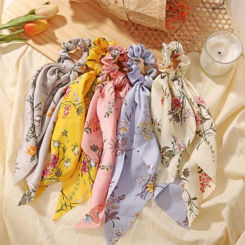 Candy Color Women Hair Scrunchie Bows Ponytail Holder Hairba