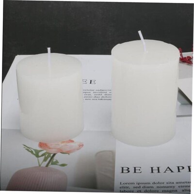 tall pillar real wax candles unscented 5*10 ivory white 180g