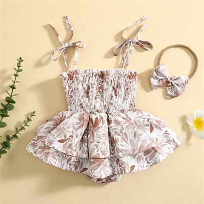 Newborn Girl Dress Style Romper Outfits, Sleeveless Floral P