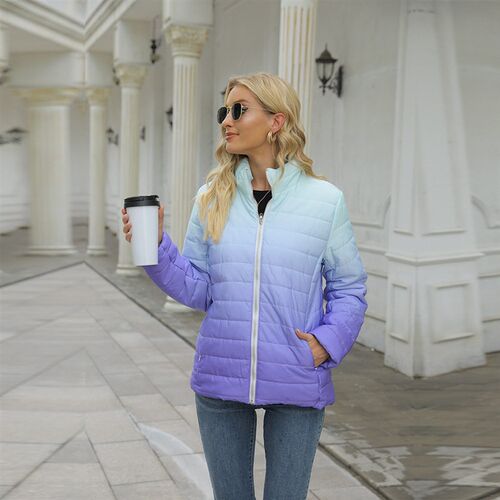 Autumn and Winter New Womens Cotton Coat Printed Long