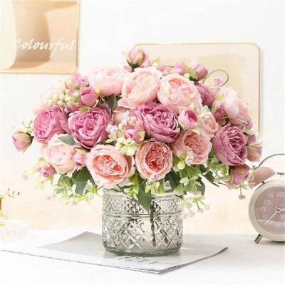 Charm Silk Flowers Realistic Artificial Peonies Mini Rose