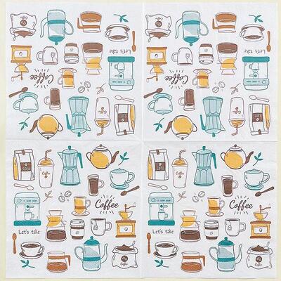 1020pcsPac Coffee Printed Paper Napk Creative Colourful Napk