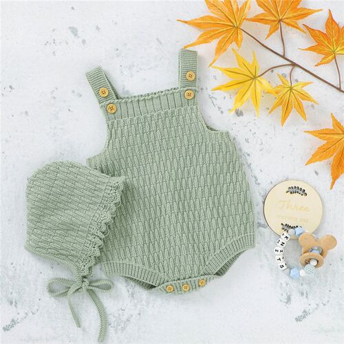Baby Spring Autumn Clothes Set Knitted Romper Triangle Crotc