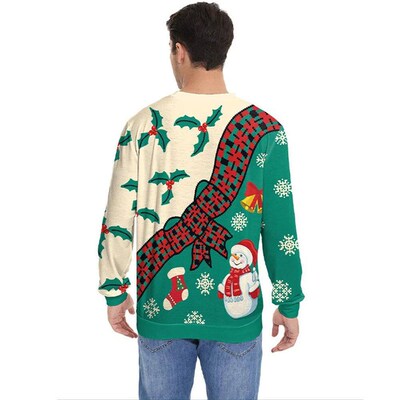Men Women Xmas Sweatshirt 3D Christmas Snowman Snowflakes So