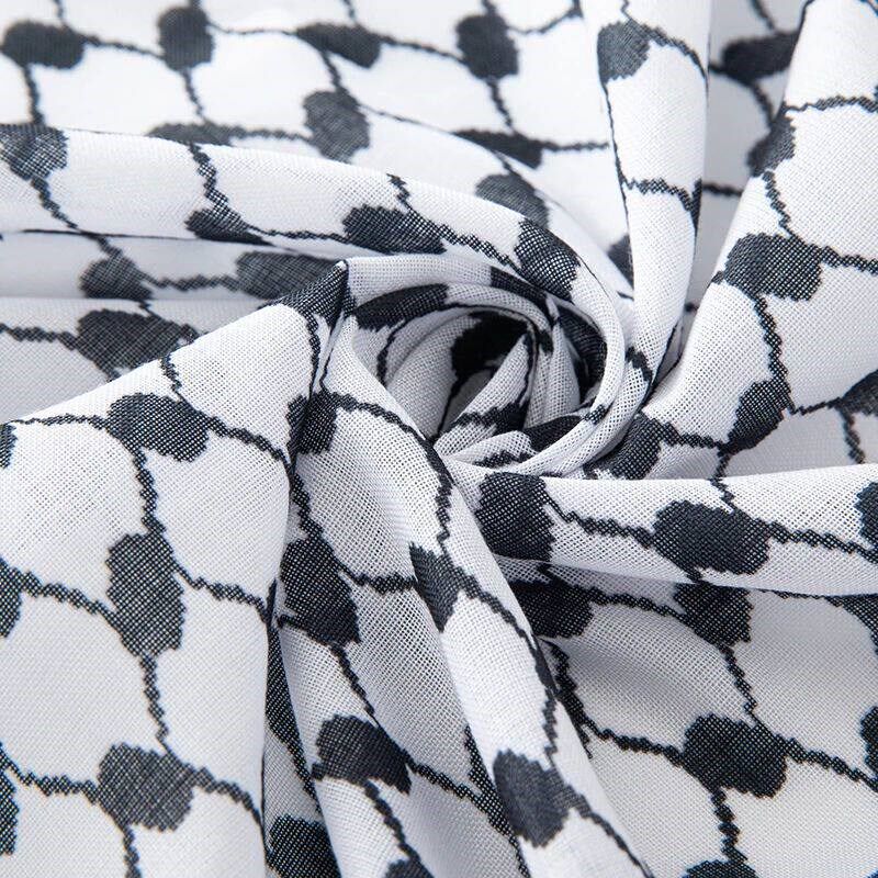 Classic Palestine Black White Keffiyeh Square Print Men Scar - 实物图
