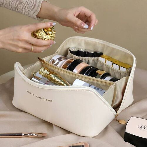 Leather Large Capacity Travel Cosmetic Bag Portable Women Ma