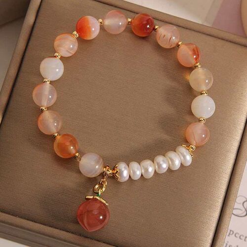 Ins wind agate crystal brlet single ring fashion ladies peac