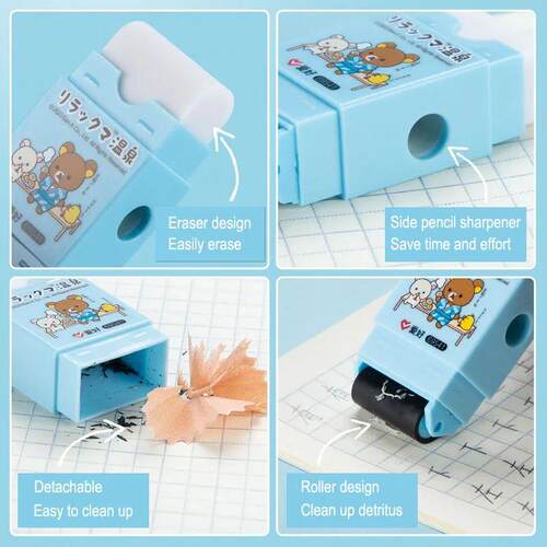 Cute Animal Roller Eraser With Roller Cleaning Built-in Penc