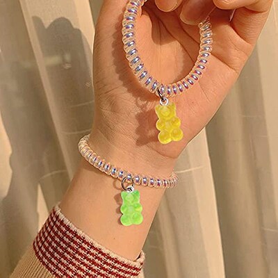 50Pcs Fashion Cute Resin Gummy Colorful Bear Pendant Charms