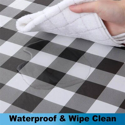 Olanly Round Table Cover Fitted Vinyl Tablecloth Elastic Wat