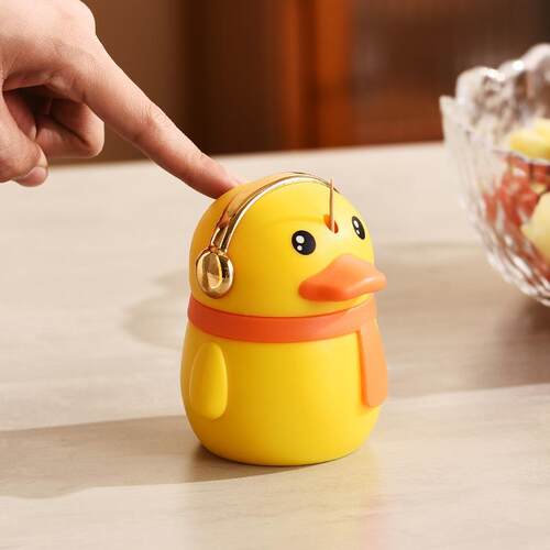 Yellow Duck Press-Type Toothpick Holder - A Creative and Car