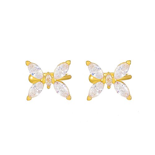 Fashion Copper Inlaid Zircon Butterfly Ear Clip No Piercing
