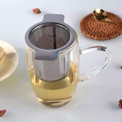 Tea Mesh Metal Infuser Strainer Tea Leaf Filter with Cover F