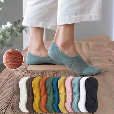 5 Pairs Womens silicone invisible Boat Socks  Summer Solid