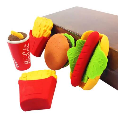 1pcs/lot Mini Kawaii hot dog Office supplies  French fries F