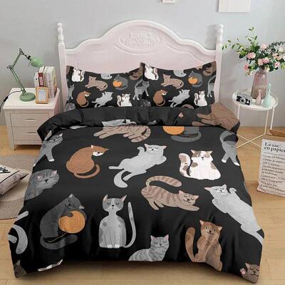 3PCS Single-sided Printed Bedding Set ,Comforter Cartoon Cut