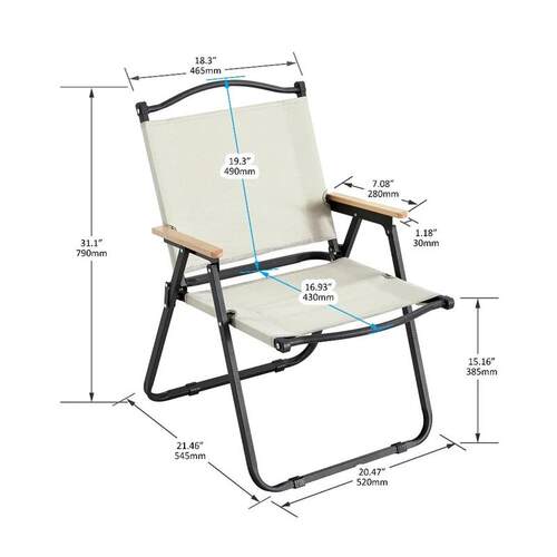 2-piece Folding Outdoor Chair for Indoor, Outdoor Camping, P
