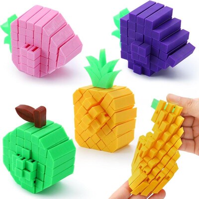 4 Pcs 3D Printed Fidget Fruit Toys Desk Fidget Worm Toy解压