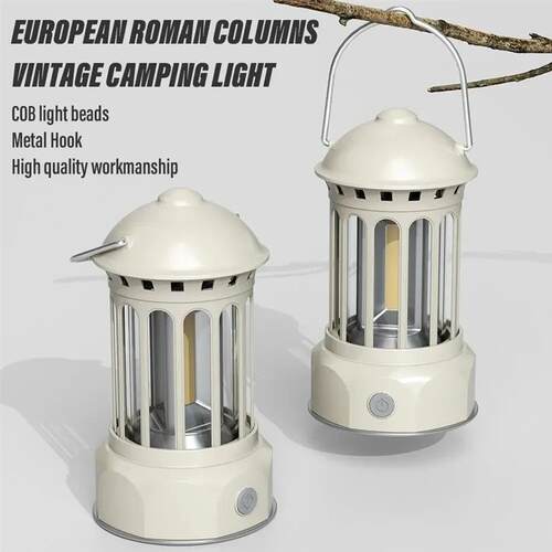 European Roman Pillar Vintage Camping Lantern Flashlight Rec