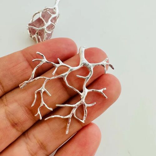 5Pcs Copper Plating Silver 27 * 31mm ree Branch Blank Base N