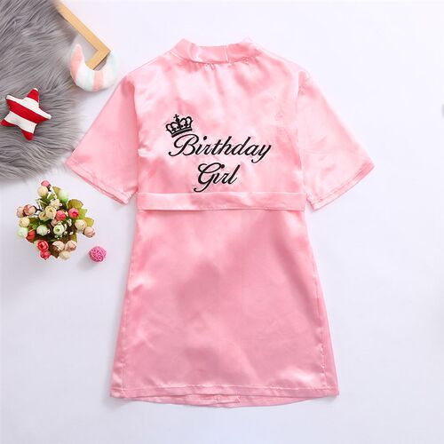 Childrens Robe Solid Silk Satin Kimono Bathrobe Birthday  P