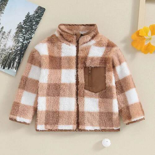 Toddler Baby Girls Boys Fall Winter Outfits Fleece Plaid Coa