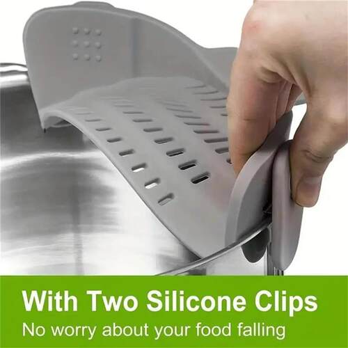 1pc djustable Slcone Clp-On Straner for Pots, Pans, and Bowl