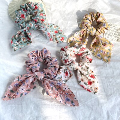 Candy Color Women Hair Scrunchie Bows Ponytail Holder Hairba