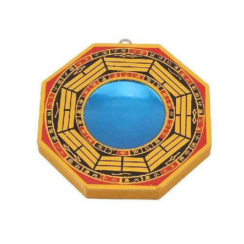 Chinese Lucky Feng Shui Ancient Dent Bagua Wooden Mirror