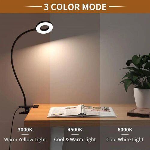 LED Reading Light with Clamp 3 Color & 10 Brightness Desk La