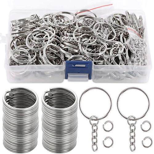50pcs Metal Keychains with Split Ring Link Chains Car Key Ri