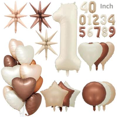 18/40Inch Cream Big Number Balloon Love Foil Helium Balloons