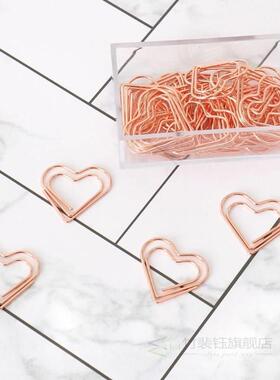 TUTU 30pcsset heart Bookmark Metal Paper Clp Decor Rose Go