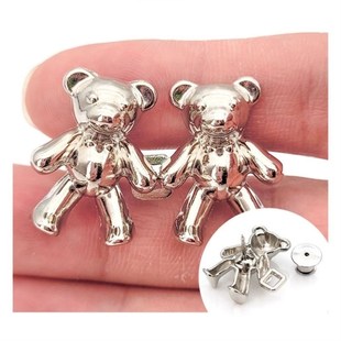 2Pcs Bear Shaped Jean Button Waist Buckle Snap Pants Buckle