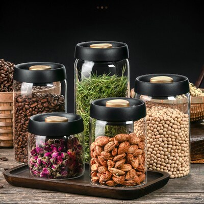 Vacuum Coffee Beans Storage Bottles Creative Sealed Glass Bo