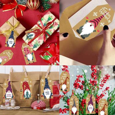 100Pcs Merry Christmas Tags Labels Gift Wrapping Paper Hangi