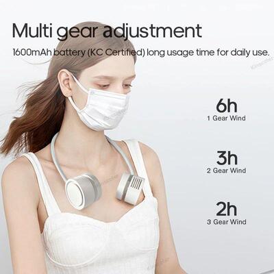 New Portable Neck Fan, Foldable USB Fan, Rechargeable 1600ma