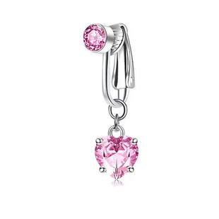 Faux Fake Belly Piercing Butterfly Heart Dangling Long Fake