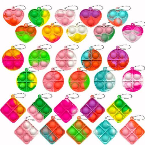 30PCS Pop Fidget Toys Mini Pop Keychains Toddler Toys Fidget