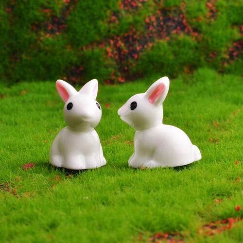 10pcs Cute Mini Luminous Resin Bunnies Miniature 3D Little W