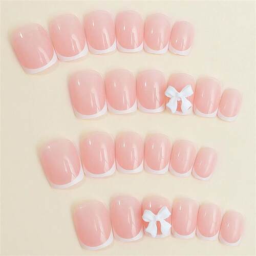 French Tips Press-on Nail Long Lasting Elegant Artificial Na