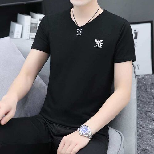 Autumn Youth Slim Fit Short Sleeve Cotton Summer Collarless