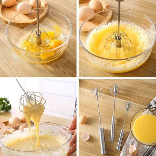 Semi-automatic Egg Beater Stainless Steel Whisk Manual Press