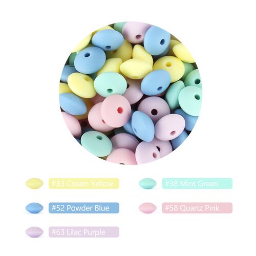 30pcs Silicone Lentils Beads 12mm Baby Abacus Teething Bead
