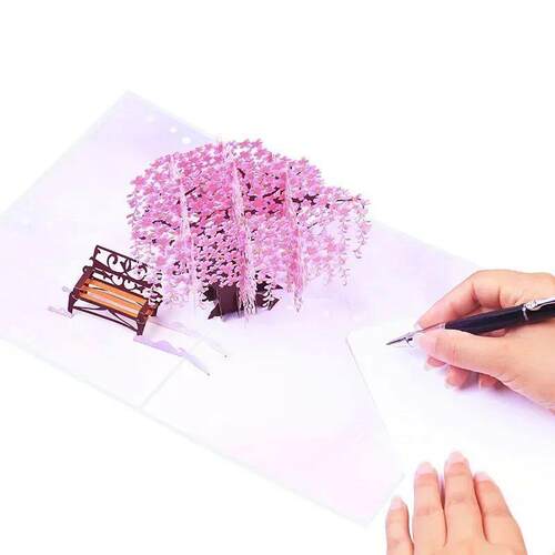 1pcs Color printed Wisteria Tree 3D Pop up Flower Blessing C