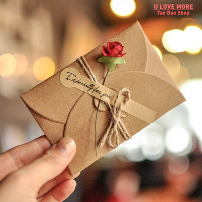 5pcs Mini Envelope Vintage DIY Kraft Paper Invitation Greeti