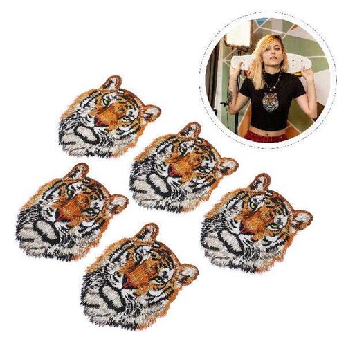 5 Pcs Tiger Head Patch Fabric Patches Sew Applique Repair